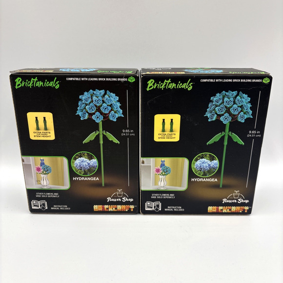 Brickcraft Bricktanicals Hydrangea (Set of 2) and Dahlia Flower Lot of 3 - Picture 3 of 6